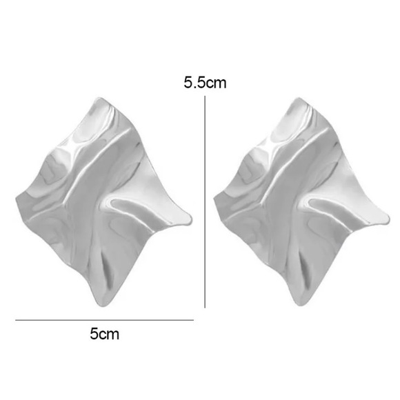 Silver Tone Big Fashion Earrings - Picture 4 of 6